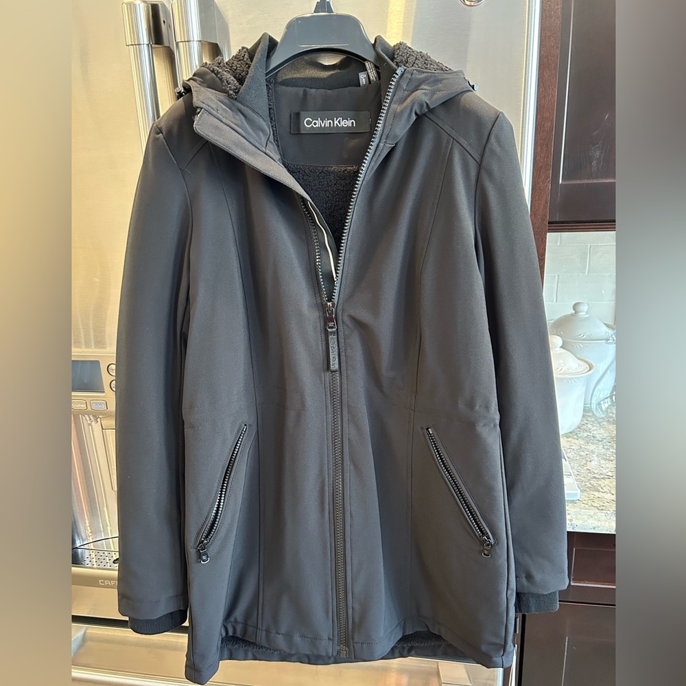 Calvin Klein Women’s Hooded Faux-Fur-Lined Anorak Raincoat S - Picture 15 of 16